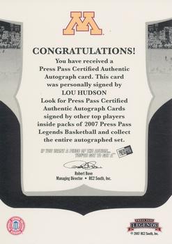 2006-07 Press Pass Legends - Signatures #NNO Lou Hudson Back