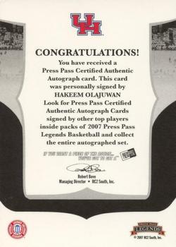 2006-07 Press Pass Legends - Signatures #NNO Hakeem Olajuwon Back