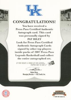 2006-07 Press Pass Legends - Signatures #NNO Pat Riley Back