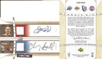 2006-07 SP Authentic - Autographed Jerseys Quad #KBJS Jason Kidd / Chauncey Billups / Magic Johnson / John Stockton Back