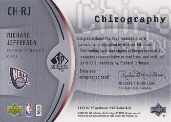 2006-07 SP Authentic - Chirography #CH-RJ Richard Jefferson Back