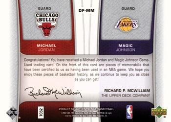 2006-07 SP Authentic - Fabrics Dual #DF-MM Michael Jordan / Magic Johnson Back