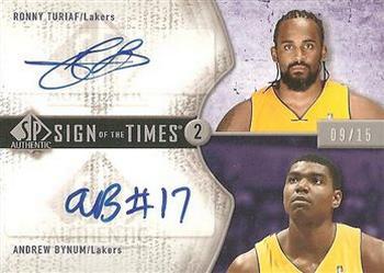2006-07 SP Authentic - Sign of the Times Dual #SD-TB Ronny Turiaf / Andrew Bynum Front