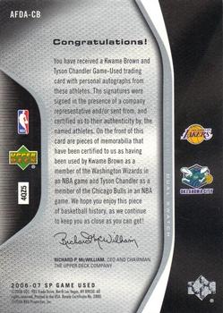 2006-07 SP Game Used - Authentic Fabrics Dual Autographs #AFDA-CB Tyson Chandler / Kwame Brown Back