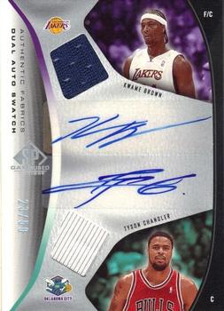 2006-07 SP Game Used - Authentic Fabrics Dual Autographs #AFDA-CB Tyson Chandler / Kwame Brown Front