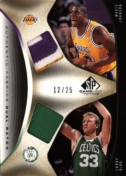 2006-07 SP Game Used - Authentic Fabrics Dual Patches #AFD-JB Magic Johnson / Larry Bird Front