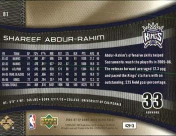 2006-07 SP Game Used - Gold #81 Shareef Abdur-Rahim Back