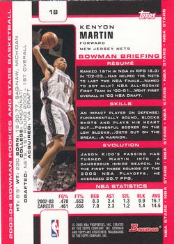 2003-04 Bowman #18 Kenyon Martin Back