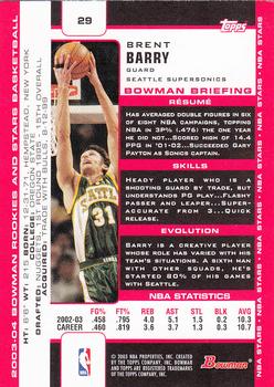 2003-04 Bowman #29 Brent Barry Back