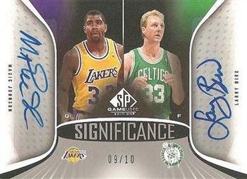 2006-07 SP Game Used - SIGnificance Dual #SD-JB Magic Johnson / Larry Bird Front