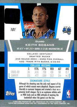 2003-04 Bowman Signature #101 Keith Bogans Back