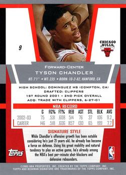 2003-04 Bowman Signature #9 Tyson Chandler Back