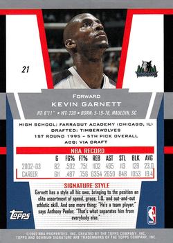 2003-04 Bowman Signature #21 Kevin Garnett Back
