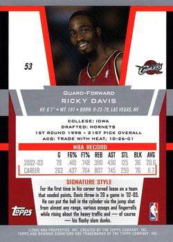 2003-04 Bowman Signature #53 Ricky Davis Back