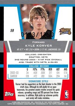 2003-04 Bowman Signature #59 Kyle Korver Back