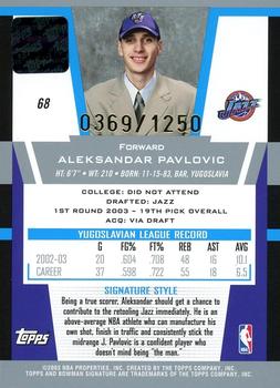 2003-04 Bowman Signature #68 Aleksandar Pavlovic Back