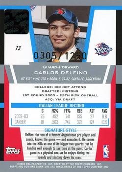 2003-04 Bowman Signature #73 Carlos Delfino Back