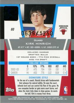 2003-04 Bowman Signature #80 Kirk Hinrich Back