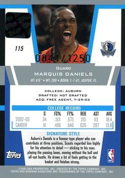 2003-04 Bowman Signature #115 Marquis Daniels Back