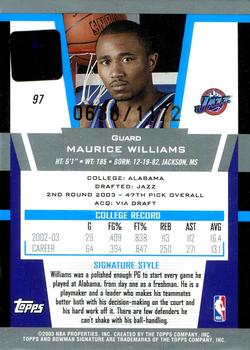 2003-04 Bowman Signature #97 Maurice Williams Back