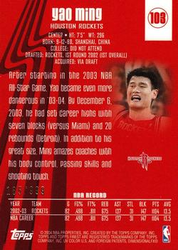 2003-04 Finest #103 Yao Ming Back