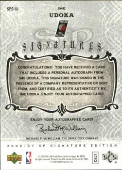 2006-07 SP Signature Edition - Signatures #SPS-IU Ime Udoka Back