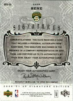 2006-07 SP Signature Edition - Signatures #SPS-SS Saer Sene Back
