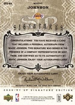 2006-07 SP Signature Edition - Signatures Gold #SPS-MA Magic Johnson Back