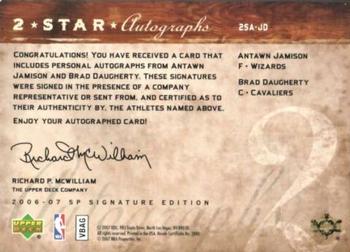 2006-07 SP Signature Edition - Two Star Autographs #2SA-JD Antawn Jamison / Brad Daugherty Back