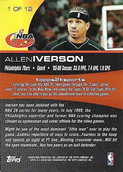 2006-07 Topps - 2K7 Promotion #1 Allen Iverson Back