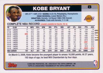 2006-07 Topps - Black #8 Kobe Bryant Back