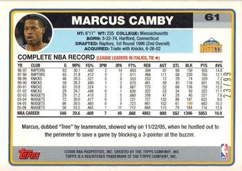 2006-07 Topps - Black #61 Marcus Camby Back
