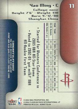 2003-04 Fleer Avant #11 Yao Ming Back