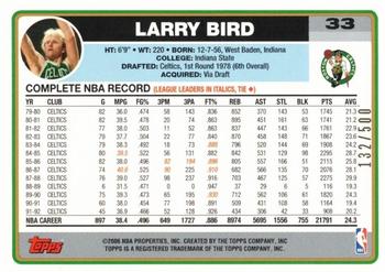 2006-07 Topps - Gold #33 Larry Bird Back
