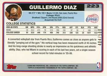2006-07 Topps - Gold #223 Guillermo Diaz Back
