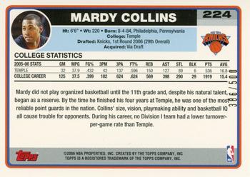 2006-07 Topps - Gold #224 Mardy Collins Back