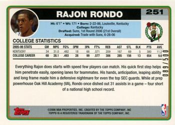 2006-07 Topps - Gold #251 Rajon Rondo Back