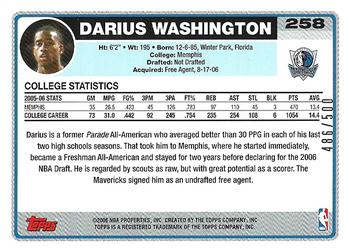 2006-07 Topps - Gold #258 Darius Washington Back