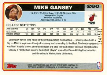 2006-07 Topps - Gold #260 Mike Gansey Back