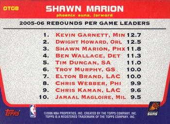2006-07 Topps - Own the Game #OTG8 Shawn Marion Back