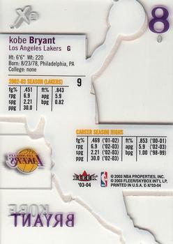2003-04 E-X #9 Kobe Bryant Back