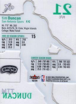 2003-04 E-X #15 Tim Duncan Back