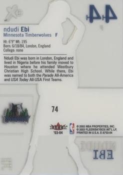 2003-04 E-X #74 Ndudi Ebi Back