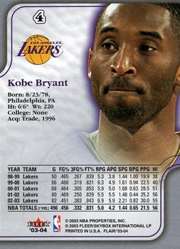 2003-04 Flair #4 Kobe Bryant Back