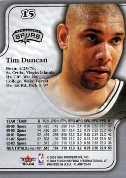 2003-04 Flair #15 Tim Duncan Back