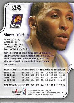 2003-04 Flair #25 Shawn Marion Back