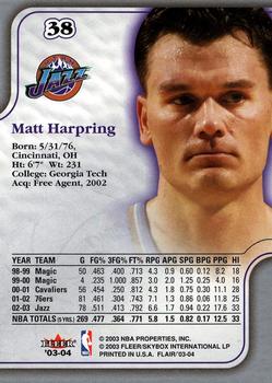 2003-04 Flair #38 Matt Harpring Back