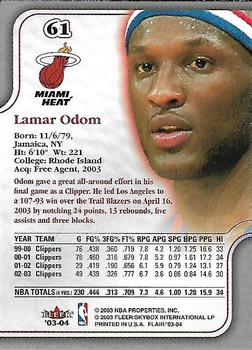 2003-04 Flair #61 Lamar Odom Back