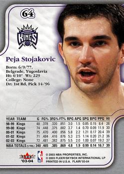 2003-04 Flair #64 Peja Stojakovic Back