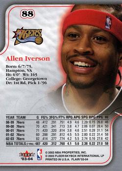 2003-04 Flair #88 Allen Iverson Back